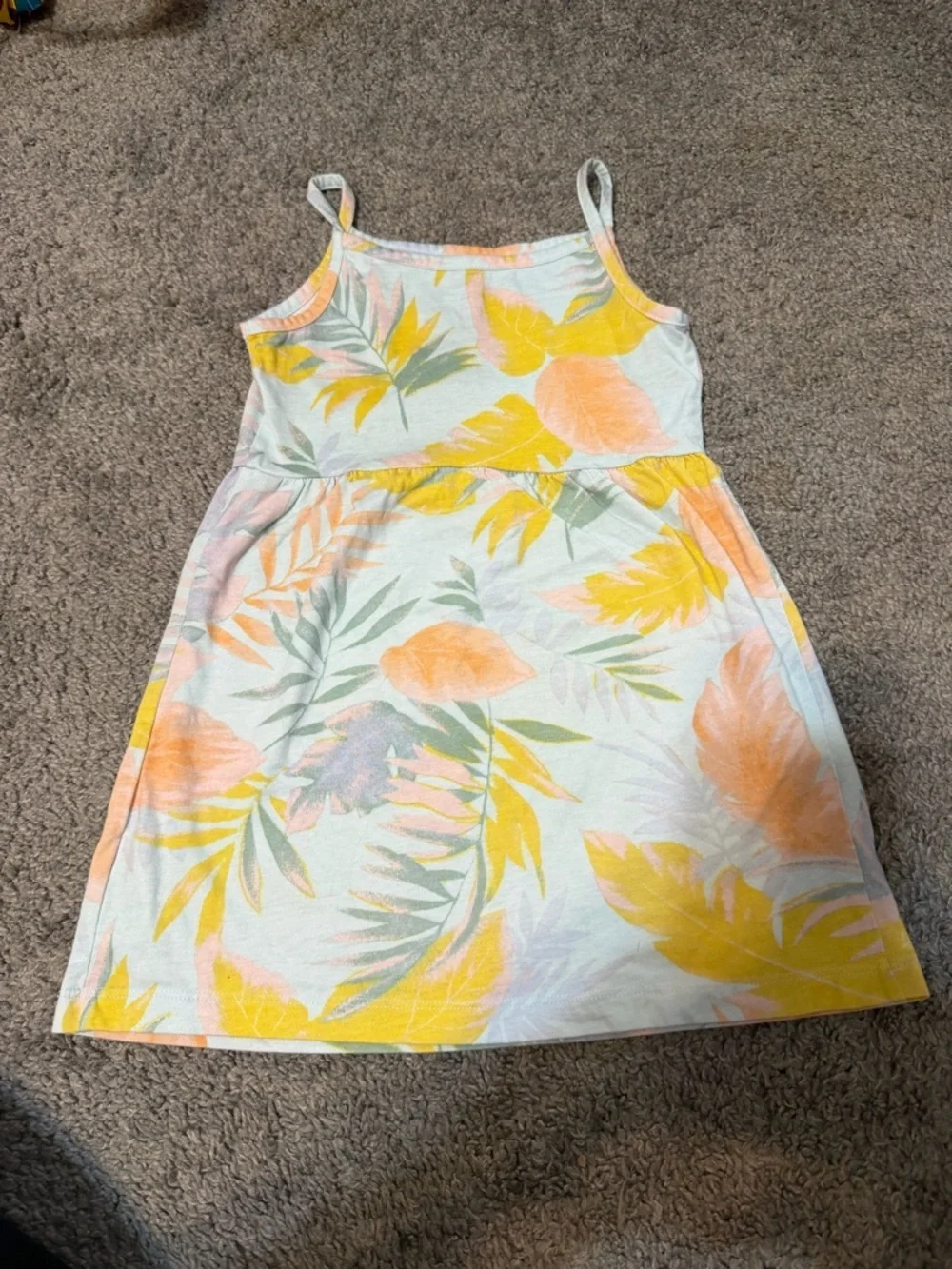 Carter's White Sundress with Yellow and Peach Leaf Print